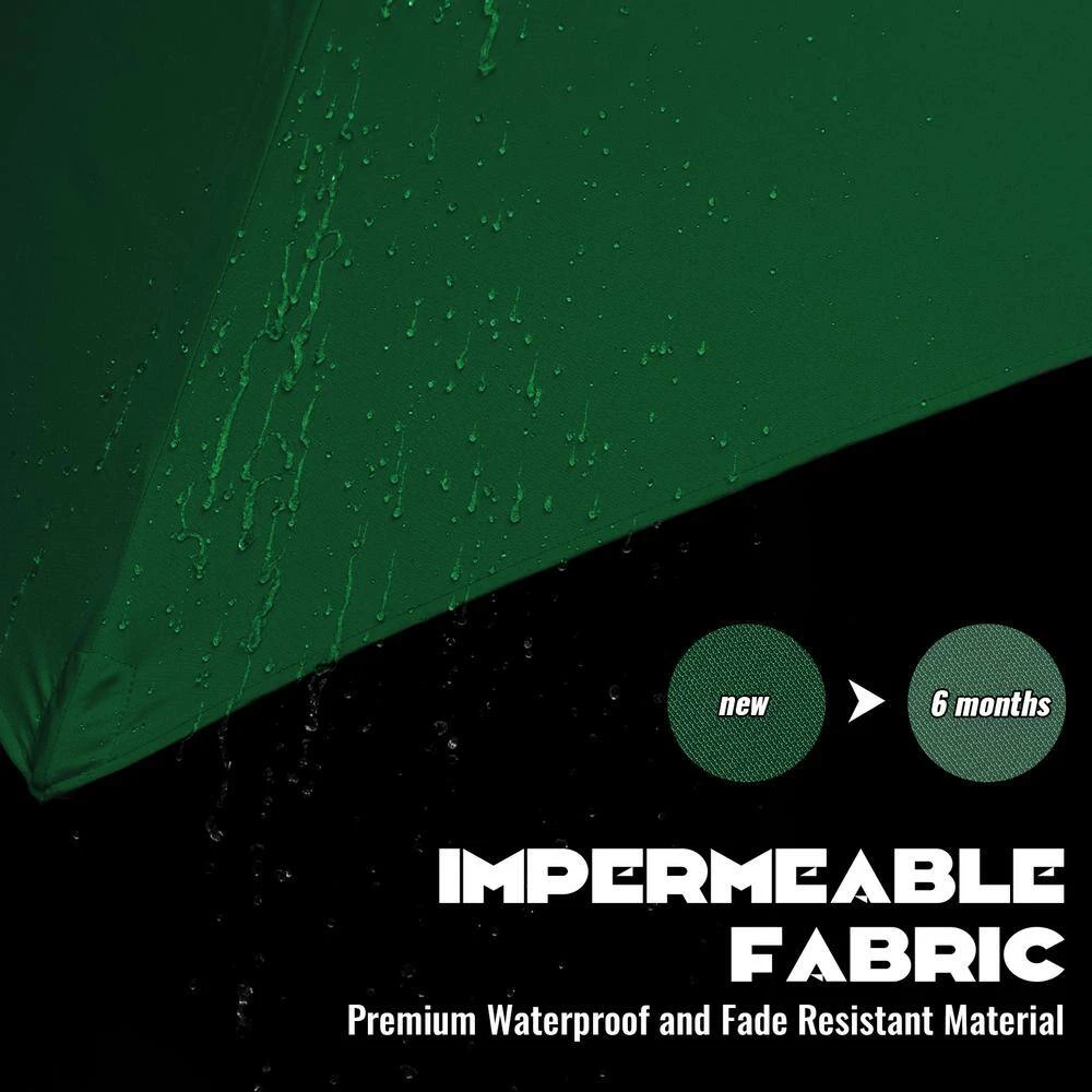 9FT Two Layer Wind Vent Patio Market Umbrella With Push Button And Tilt Crank Lifting In Green 8 9FT Two Layer Wind Vent Patio Market Umbrella With Push Button And Tilt Crank Lifting In Green - Image 8