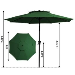 9FT Two Layer Wind Vent Patio Market Umbrella With Push Button And Tilt Crank Lifting In Green 16 9FT Two Layer Wind Vent Patio Market Umbrella With Push Button And Tilt Crank Lifting In Green -More Furniture Store market umbrellas 2ly 9ft gn 77 1000