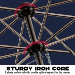 9FT Two Layer Wind Vent Patio Market Umbrella With Push Button And Tilt Crank Lifting In Navy -More Furniture Store market umbrellas 2ly 9ft ny 1d 1000