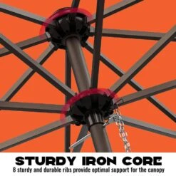 9FT Two Layer Wind Vent Patio Market Umbrella With Push Button And Tilt Crank Lifting In Orange -More Furniture Store market umbrellas 2ly 9ft oe 1d 1000