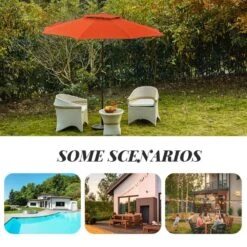 9FT Two Layer Wind Vent Patio Market Umbrella With Push Button And Tilt Crank Lifting In Orange -More Furniture Store market umbrellas 2ly 9ft oe 31 1000