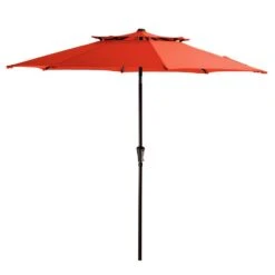 9FT Two Layer Wind Vent Patio Market Umbrella With Push Button And Tilt Crank Lifting In Orange -More Furniture Store market umbrellas 2ly 9ft oe c3 1000