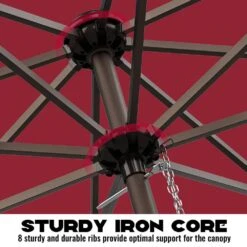 9FT Two Layer Wind Vent Patio Market Umbrella With Push Button And Tilt Crank Lifting In Red -More Furniture Store market umbrellas 2ly 9ft red 1d 1000