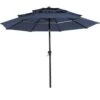 3-Tier 9 Ft. Steel Crank Lift Market Patio Umbrella In Navy