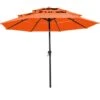 3-Tier 9 Ft. Steel Crank Lift Market Patio Umbrella In Orange