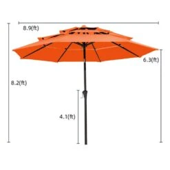 3-Tier 9 Ft. Steel Crank Lift Market Patio Umbrella In Orange -More Furniture Store market umbrellas 3c 9zzs oe 66 1000