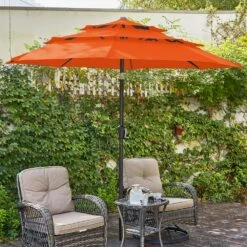 3-Tier 9 Ft. Steel Crank Lift Market Patio Umbrella In Orange -More Furniture Store market umbrellas 3c 9zzs oe d4 1000