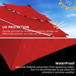 3-Tier 9 Ft. Steel Crank Lift Market Patio Umbrella In Red -More Furniture Store market umbrellas 3c 9zzs rd 40 1000