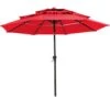 3-Tier 9 Ft. Steel Crank Lift Market Patio Umbrella In Red