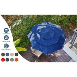 3-Tier 9 Ft. Steel Crank Lift Market Patio Umbrella In Red -More Furniture Store market umbrellas 3c 9zzs rd a0 1000