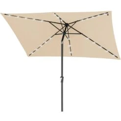 6.5 Ft. X 10 Ft. Steel Lighted Market Tilt Solar Umbrella With Crank In Beige -More Furniture Store market umbrellas 6 5 10dz zzs be 1d 1000