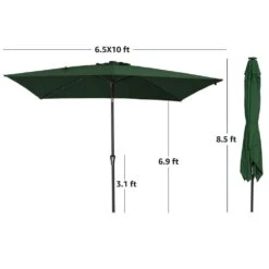 6.5 Ft. X 10 Ft. Steel Lighted Market Tilt Solar Umbrella With Crank In Dark Green