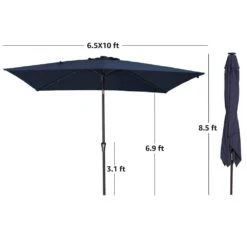 6.5 Ft. X 10 Ft. Steel Lighted Market Tilt Solar Umbrella With Crank In Navy
