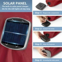 6.5 Ft. X 10 Ft. Steel Lighted Market Tilt Solar Umbrella With Crank In Red -More Furniture Store market umbrellas 6 5 10dz zzs rd 77 1000