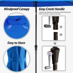 6.5 Ft. X 10 Ft. Steel Market Tilt Patio Umbrella In Blue -More Furniture Store market umbrellas 6 5jxs bu 44 1000