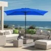 6.5 Ft. X 10 Ft. Steel Market Tilt Patio Umbrella In Blue