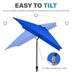 6.5 Ft. X 10 Ft. Steel Market Tilt Patio Umbrella In Blue -More Furniture Store market umbrellas 6 5jxs bu fa 1000