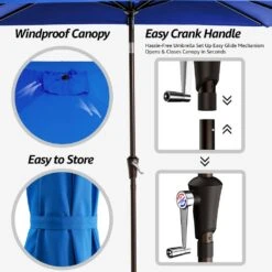 7.5 Ft. X 7.5 Ft. Square Market Outdoor Patio Umbrella In Blue -More Furniture Store market umbrellas 7 5fxzzs blue 1d 1000