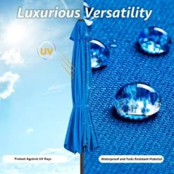 7.5 Ft. X 7.5 Ft. Square Market Outdoor Patio Umbrella In Blue -More Furniture Store market umbrellas 7 5fxzzs blue 40 1000