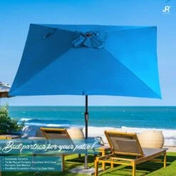 7.5 Ft. X 7.5 Ft. Square Market Outdoor Patio Umbrella In Blue