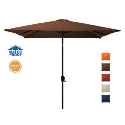 7.5 Ft. X 7.5 Ft. Square Market Outdoor Patio Umbrella In Brown