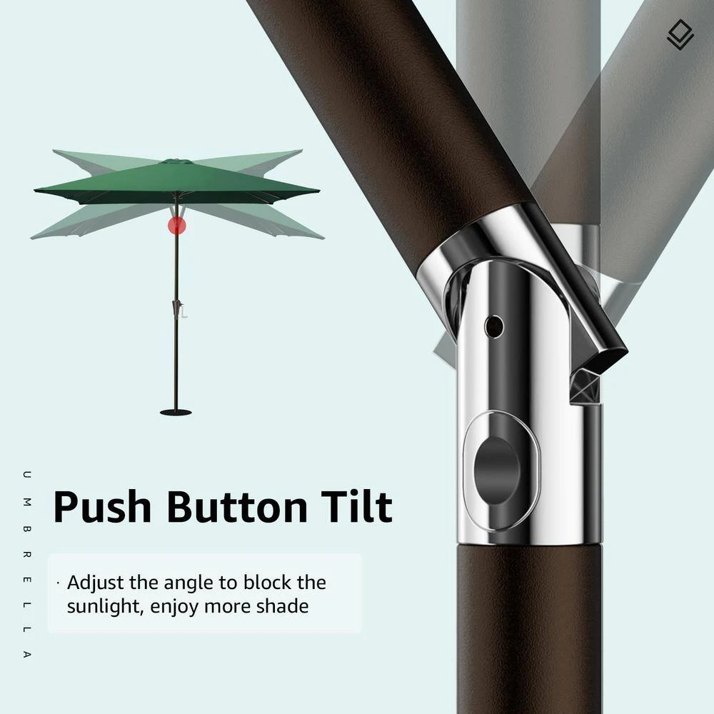 7.5 Ft. X 7.5 Ft. Square Market Outdoor Patio Umbrella In Dark Green 4 7.5 Ft. X 7.5 Ft. Square Market Outdoor Patio Umbrella In Dark Green - Image 4