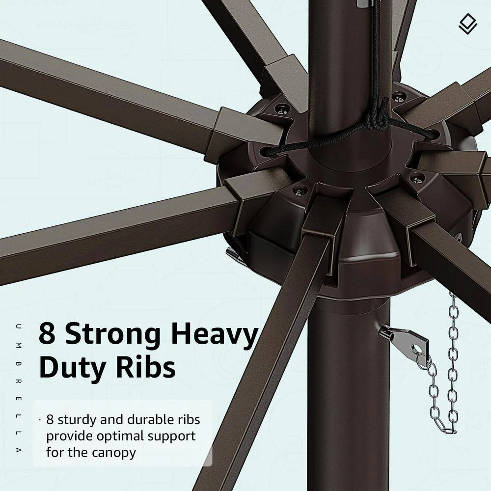 7.5 Ft. X 7.5 Ft. Square Market Outdoor Patio Umbrella In Dark Green 6 7.5 Ft. X 7.5 Ft. Square Market Outdoor Patio Umbrella In Dark Green - Image 6