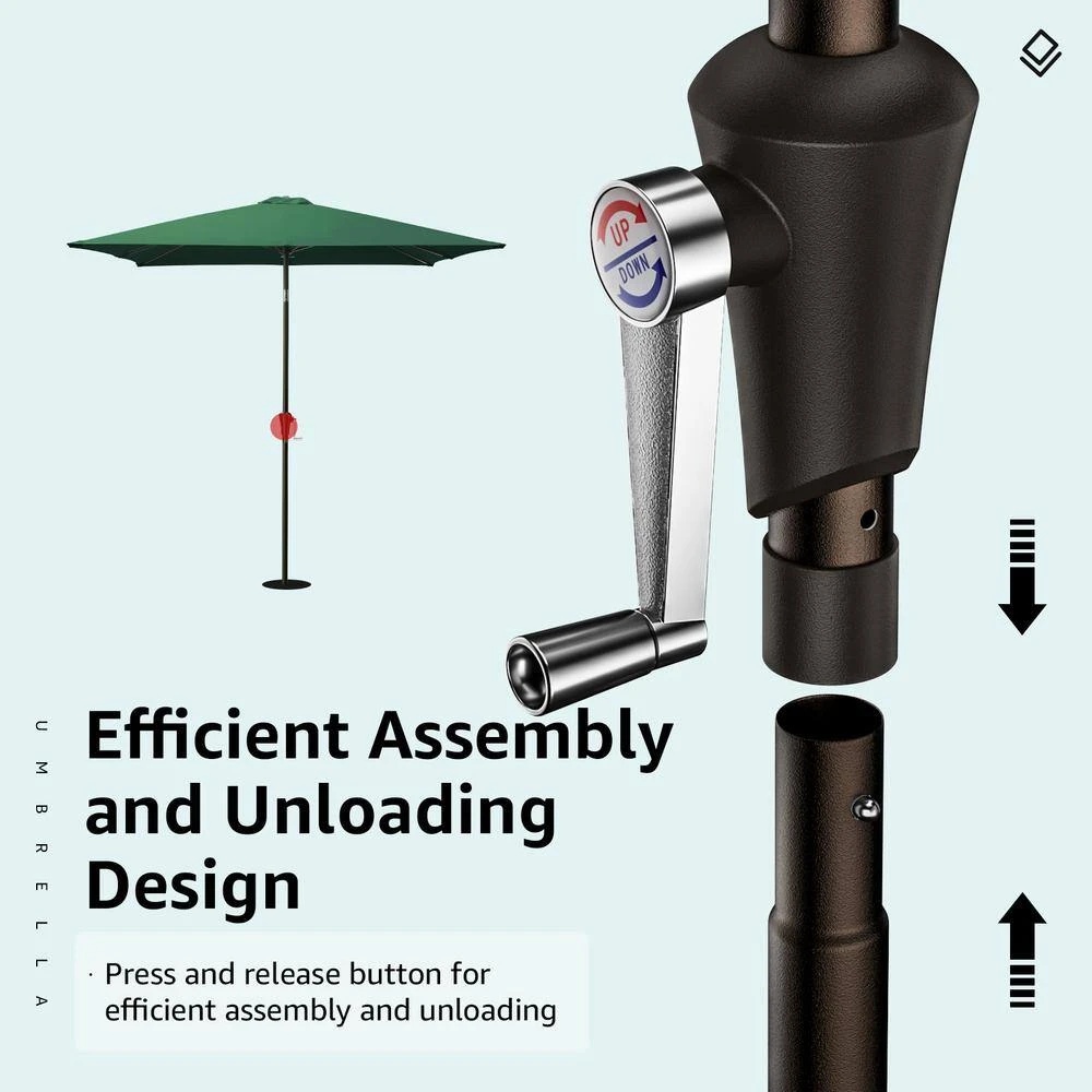 7.5 Ft. X 7.5 Ft. Square Market Outdoor Patio Umbrella In Dark Green 2 7.5 Ft. X 7.5 Ft. Square Market Outdoor Patio Umbrella In Dark Green - Image 2