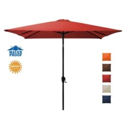 7.5 Ft. X 7.5 Ft. Square Market Outdoor Patio Umbrella In Red