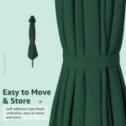 7.5 Ft. Steel Market With Push Button Tilt And Crank Lift (6-Rips) In Dark Green -More Furniture Store market umbrellas 7 5zzs green 66 1000