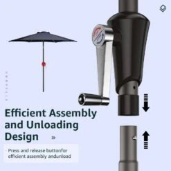 7.5 Ft. Steel Market With Push Botton Tilt And Crank Lift (6-Rips) In Navy -More Furniture Store market umbrellas 7 5zzs navy 40 1000