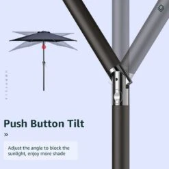 7.5 Ft. Steel Market With Push Botton Tilt And Crank Lift (6-Rips) In Navy -More Furniture Store market umbrellas 7 5zzs navy 77 1000