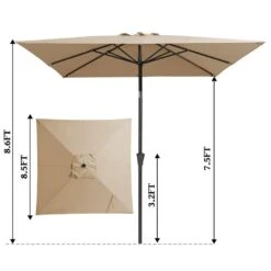 8.5 Ft. X 8.5 Ft. Steel Anti-UV Polyester Fabric Market Tilt Patio Umbrella In Beige -More Furniture Store market umbrellas 8 5fxs beige 77 1000