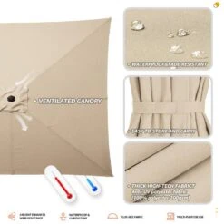 8.5 Ft. X 8.5 Ft. Steel Anti-UV Polyester Fabric Market Tilt Patio Umbrella In Beige -More Furniture Store market umbrellas 8 5fxs beige a0 1000