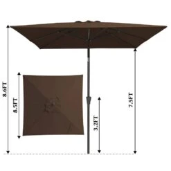 8.5 Ft. X 8.5 Ft. Steel Anti-UV Polyester Fabric Market Tilt Patio Umbrella In Brown -More Furniture Store market umbrellas 8 5fxs brown 77 1000