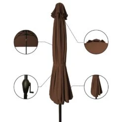8.5 Ft. X 8.5 Ft. Steel Anti-UV Polyester Fabric Market Tilt Patio Umbrella In Brown -More Furniture Store market umbrellas 8 5fxs brown a0 1000