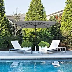 8.5 Ft. X 8.5 Ft. Steel Anti-UV Polyester Fabric Market Tilt Patio Umbrella In Gray -More Furniture Store market umbrellas 8 5fxs gray 40 1000