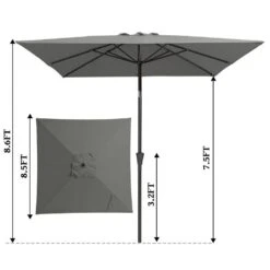 8.5 Ft. X 8.5 Ft. Steel Anti-UV Polyester Fabric Market Tilt Patio Umbrella In Gray -More Furniture Store market umbrellas 8 5fxs gray 77 1000