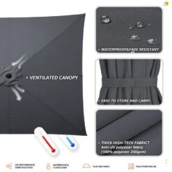 8.5 Ft. X 8.5 Ft. Steel Anti-UV Polyester Fabric Market Tilt Patio Umbrella In Gray -More Furniture Store market umbrellas 8 5fxs gray a0 1000