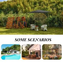 8.5 Ft. X 8.5 Ft. Steel Anti-UV Polyester Fabric Market Tilt Patio Umbrella In Gray -More Furniture Store market umbrellas 8 5fxs gray d4 1000