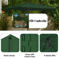 8.5 Ft. X 8.5 Ft. Steel Anti-UV Polyester Fabric Market Tilt Patio Umbrella In Green -More Furniture Store market umbrellas 8 5fxs green 1d 1000