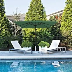 8.5 Ft. X 8.5 Ft. Steel Anti-UV Polyester Fabric Market Tilt Patio Umbrella In Green -More Furniture Store market umbrellas 8 5fxs green 40 1000