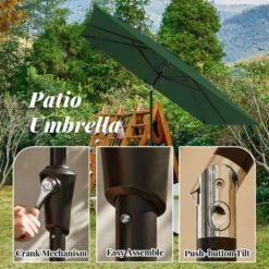 8.5 Ft. X 8.5 Ft. Steel Anti-UV Polyester Fabric Market Tilt Patio Umbrella In Green -More Furniture Store market umbrellas 8 5fxs green 66 1000