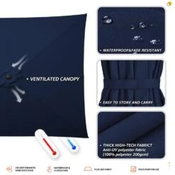 8.5 Ft. X 8.5 Ft. Steel Anti-UV Polyester Fabric Market Tilt Patio Umbrella In Navy -More Furniture Store market umbrellas 8 5fxs navy a0 1000