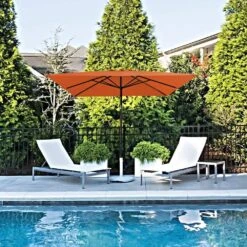 8.5 Ft. X 8.5 Ft. Steel Anti-UV Polyester Fabric Market Tilt Patio Umbrella In Orange -More Furniture Store market umbrellas 8 5fxs orange 40 1000