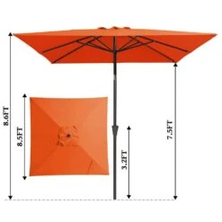 8.5 Ft. X 8.5 Ft. Steel Anti-UV Polyester Fabric Market Tilt Patio Umbrella In Orange -More Furniture Store market umbrellas 8 5fxs orange 77 1000