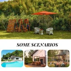 8.5 Ft. X 8.5 Ft. Steel Anti-UV Polyester Fabric Market Tilt Patio Umbrella In Orange -More Furniture Store market umbrellas 8 5fxs orange d4 1000