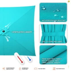 8.5 Ft. X 8.5 Ft. Steel Anti-UV Polyester Fabric Market Tilt Patio Umbrella In Peacock Blue -More Furniture Store market umbrellas 8 5fxs pblue a0 1000