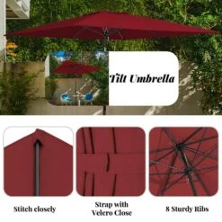 8.5 Ft. X 8.5 Ft. Steel Anti-UV Polyester Fabric Market Tilt Patio Umbrella In Red -More Furniture Store market umbrellas 8 5fxs red 1d 1000