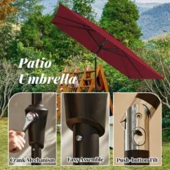 8.5 Ft. X 8.5 Ft. Steel Anti-UV Polyester Fabric Market Tilt Patio Umbrella In Red -More Furniture Store market umbrellas 8 5fxs red 66 1000
